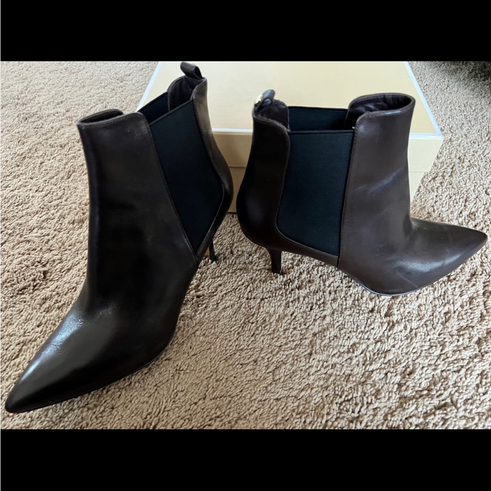 MICHAEL KORS Sz 10 ASBURY Leather Dark Coffee (Brown) Shoe Boot Bootie